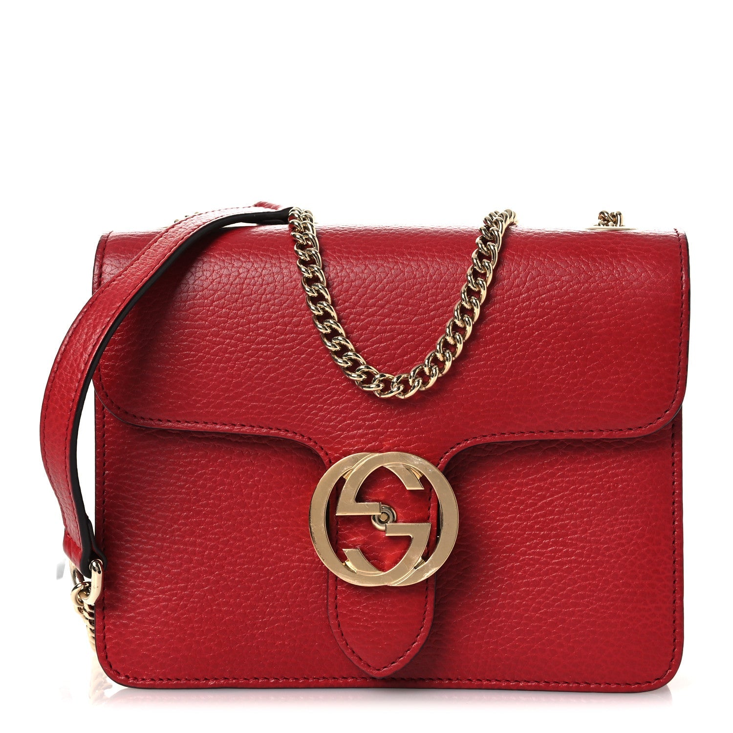 Gucci Dollar Calfskin Small Interlocking G Shoulder Bag Red