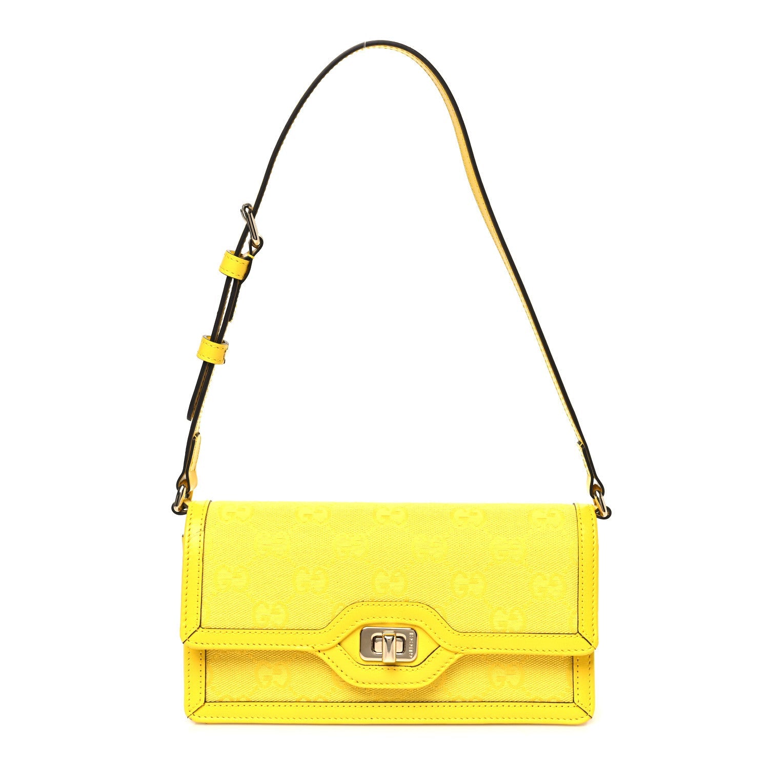 Gucci GG Monogram Scratch Lux Calfskin Mini Luce Shoulder Bag Yellow
