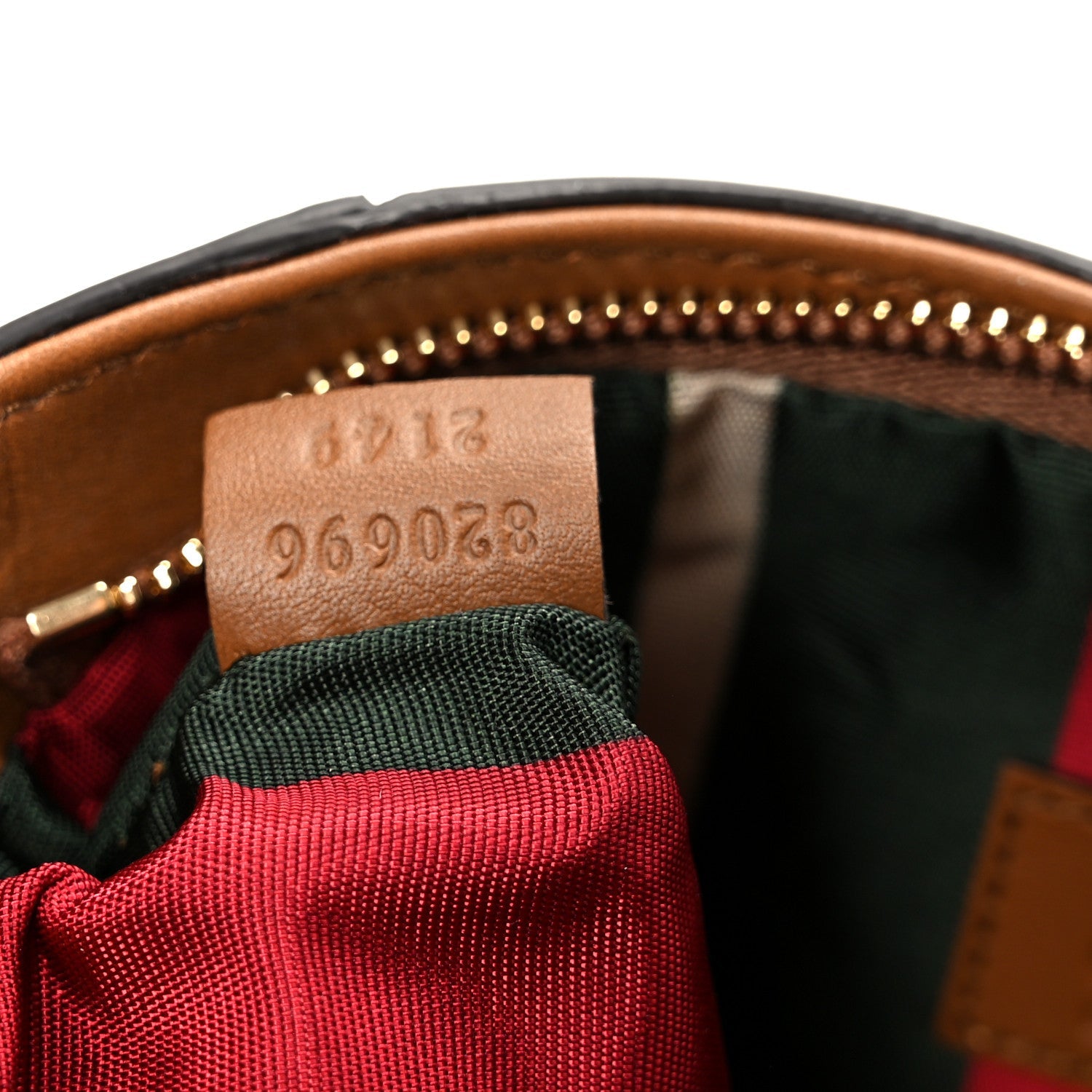 Gucci GG Monogram Calfskin Small Emblem Shoulder Bag Beige Dark Brown