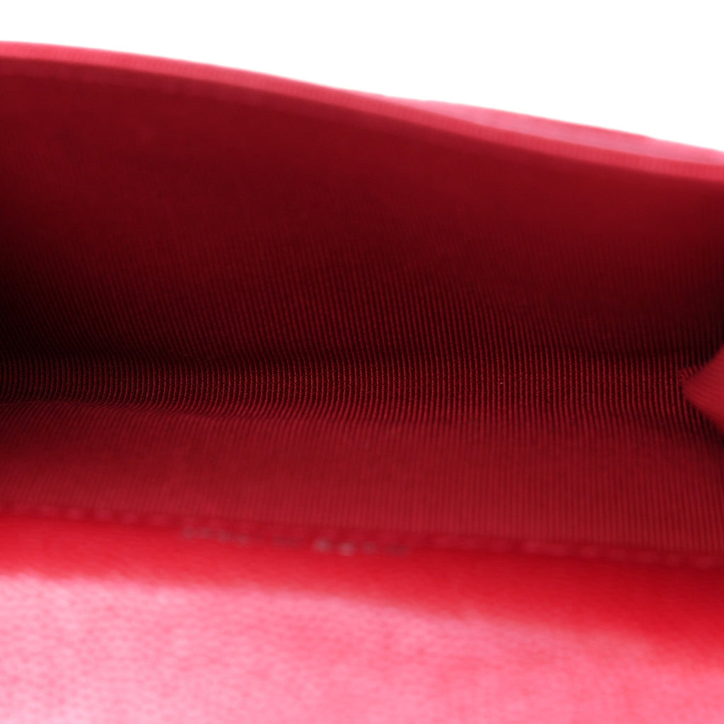 Caviar Quilted Flap Card Holder Wallet Red