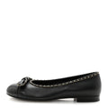Lambskin Patent Cap Toe Chain Around Ballerina Flats 38.5 Black