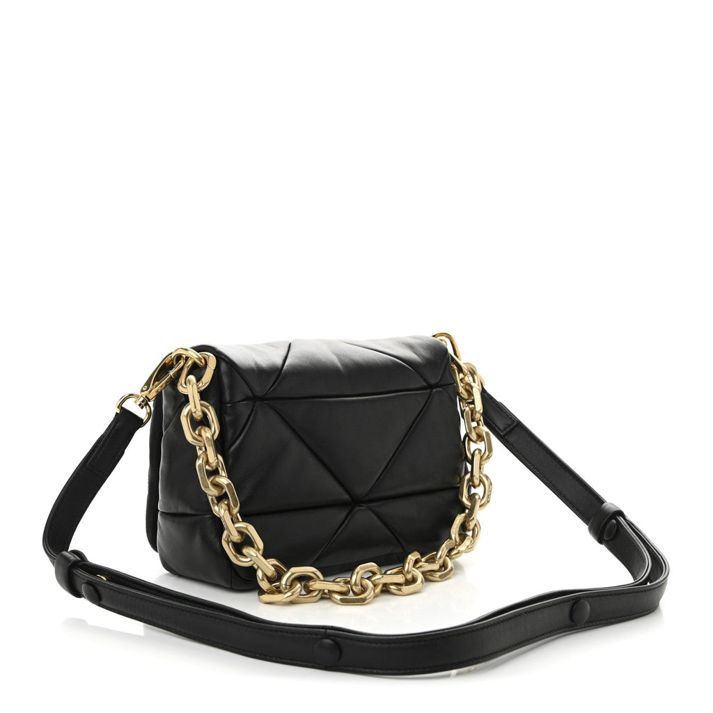Prada Nappa Metal Quilted Small Patchwork System Flap Bag Black