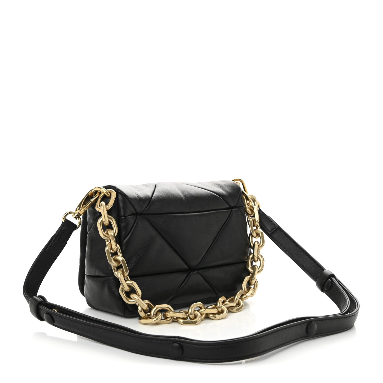 Prada Nappa Metal Quilted Small Patchwork System Flap Bag Black
