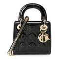 Christian Dior Patent Cannage Mini Lady Dior Black