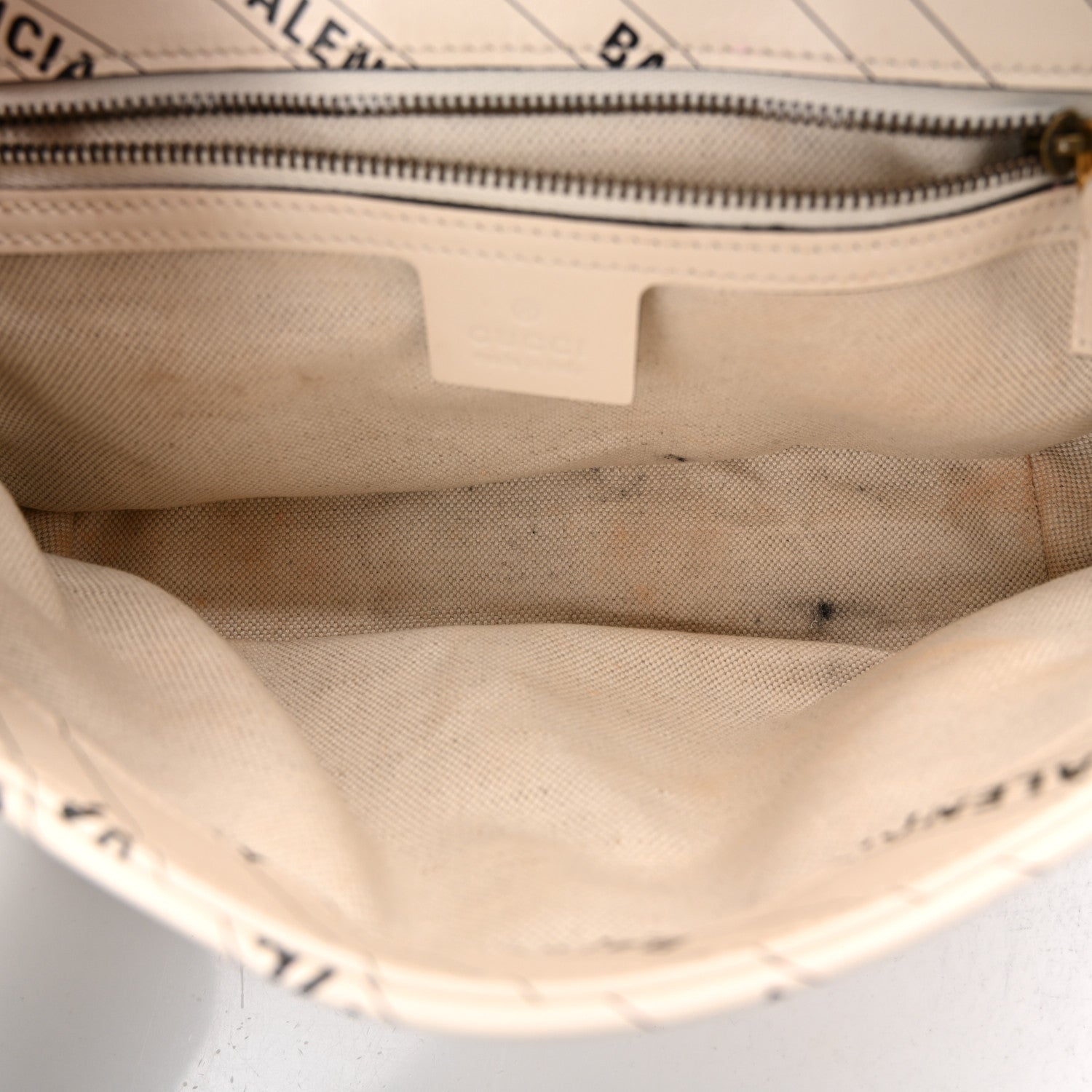 Gucci X BALENCIAGA Calfskin Matelasse Logo Print Small GG Marmont Shoulder Bag White