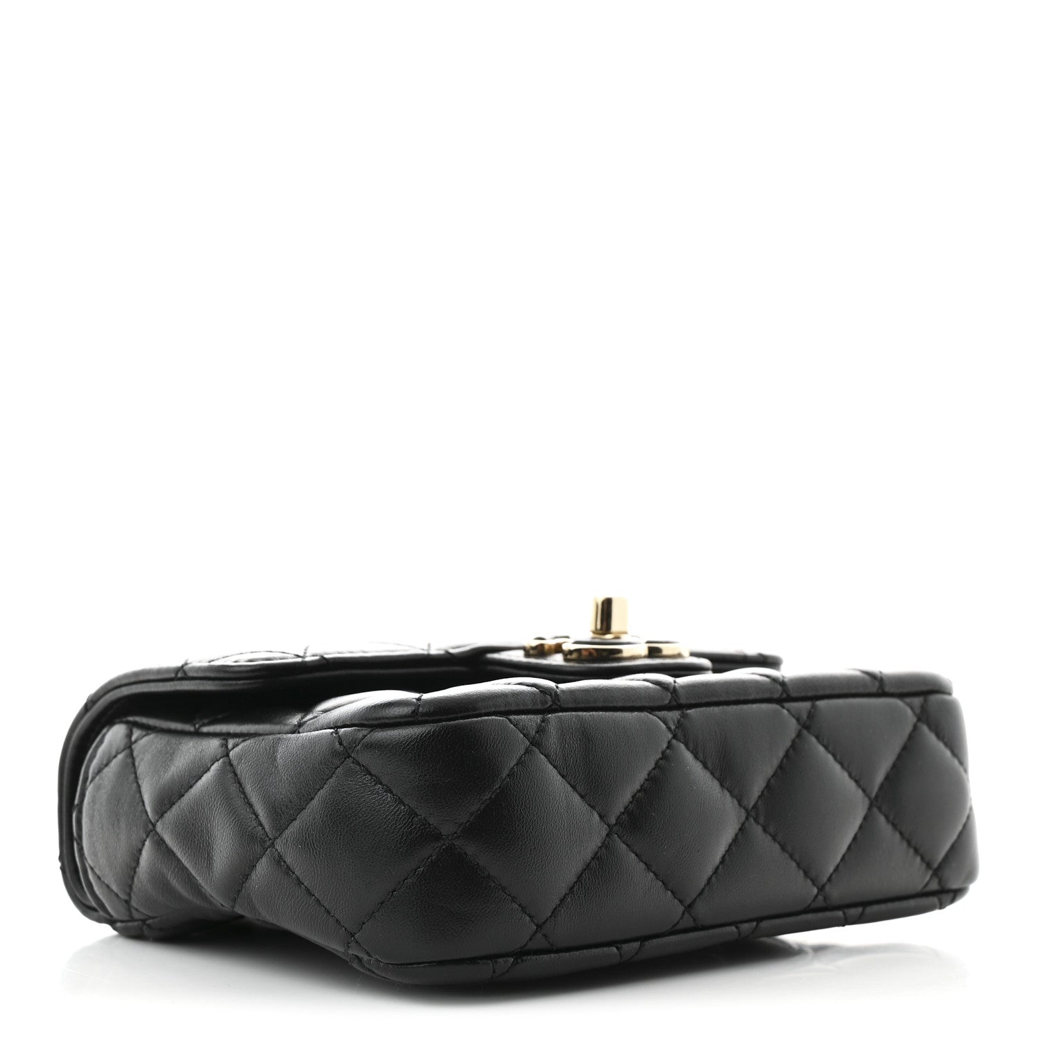 Chanel Lambskin Resin Quilted Mini Heart Square Flap Black