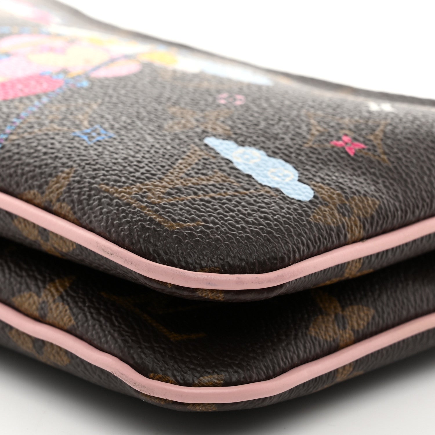 Louis Vuitton Monogram 2020 Christmas Animation Big Wheel Double Zip Pochette Rose Ballerine