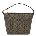 Gucci GG Supreme Monogram Textured Calfskin Web Super Mini Ophidia Shoulder Bag Beige Ebony New Acero