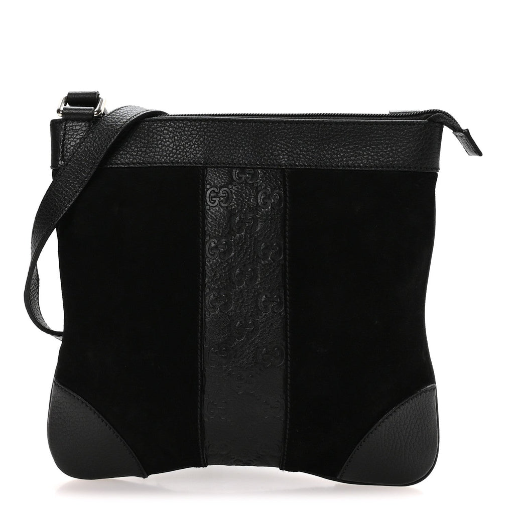 Gucci Guccissima Suede Crossbody Bag Black