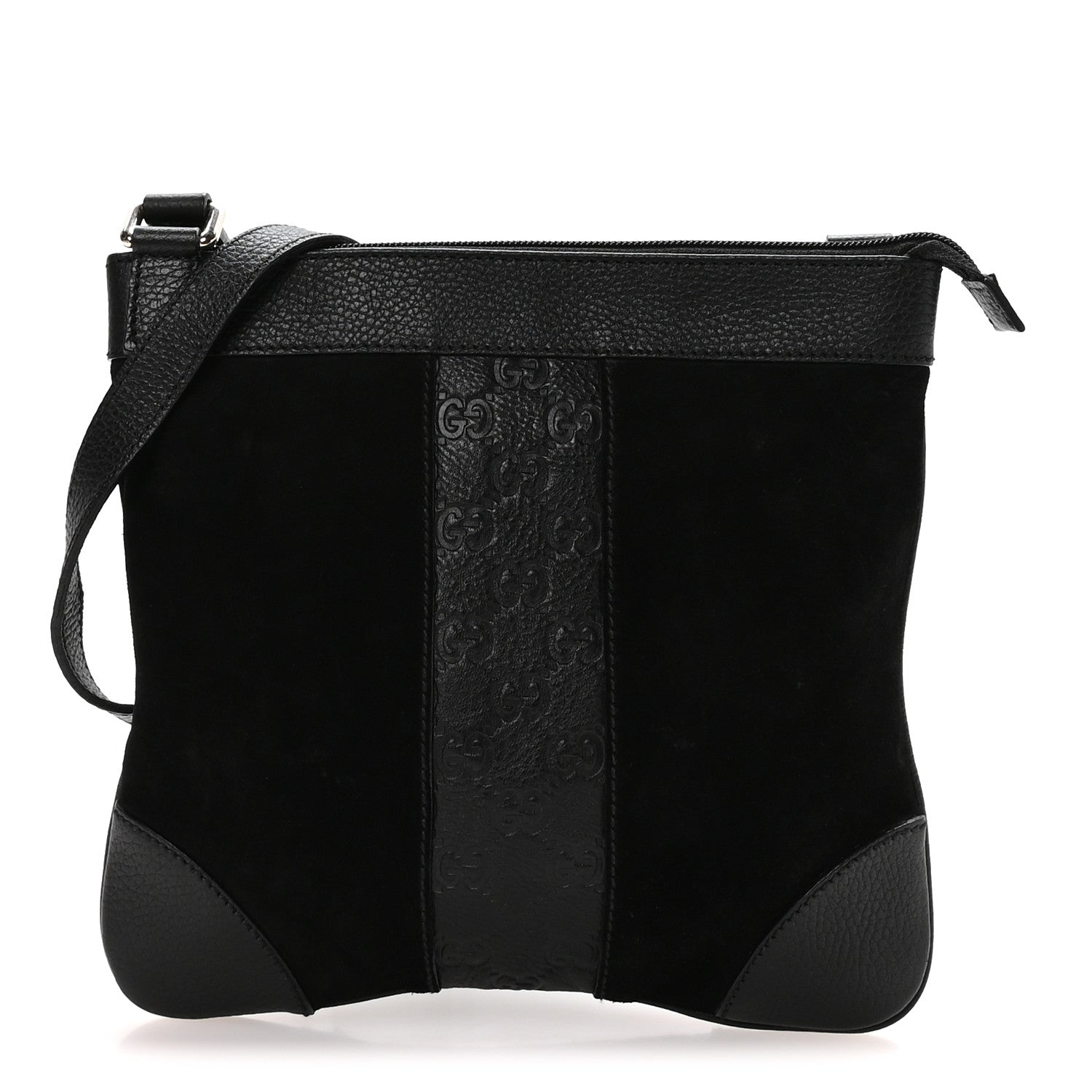 Gucci Guccissima Suede Crossbody Bag Black