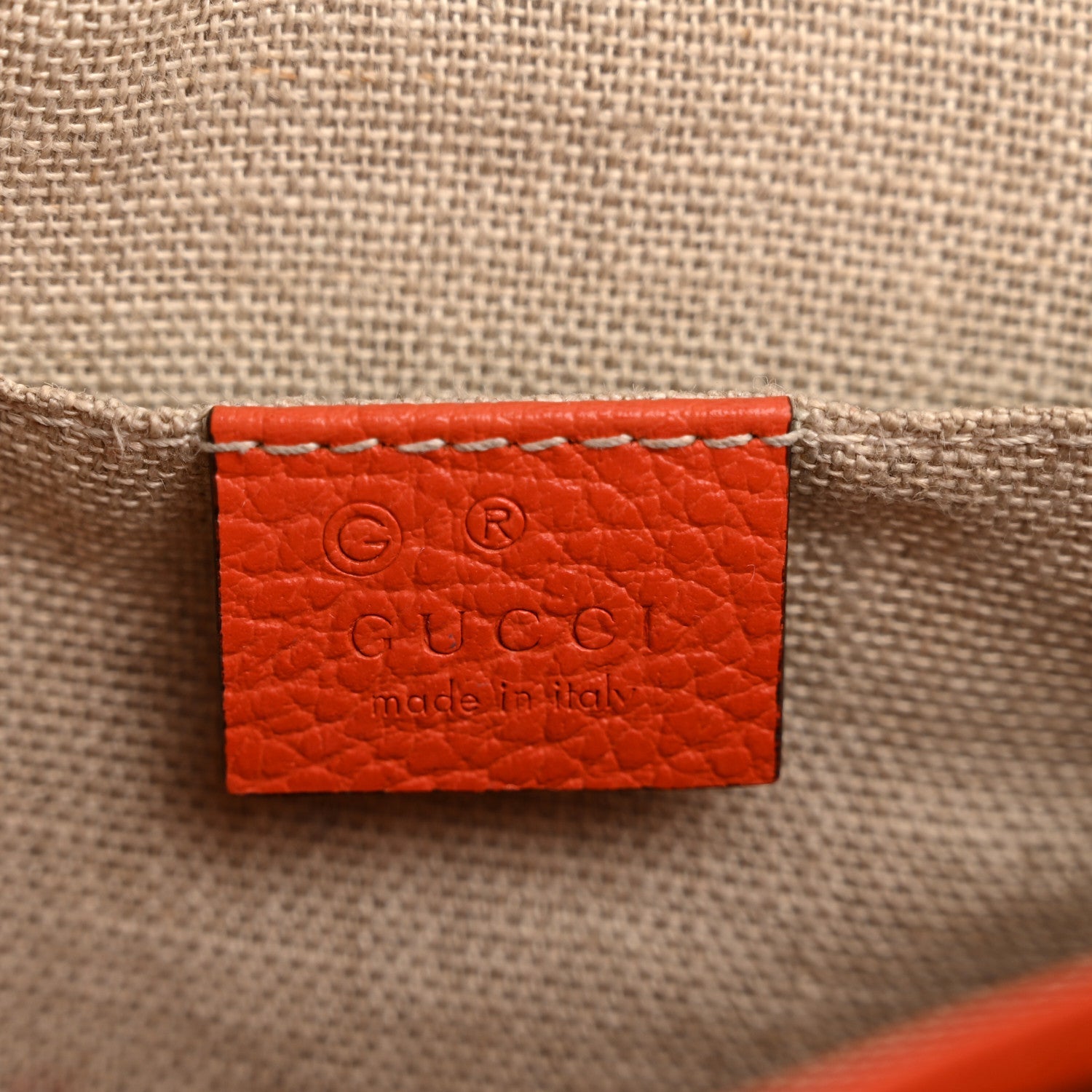 Gucci Monogram Dollar Calfskin Mini Bree Messenger Bag Beige Ebony Sun Orange