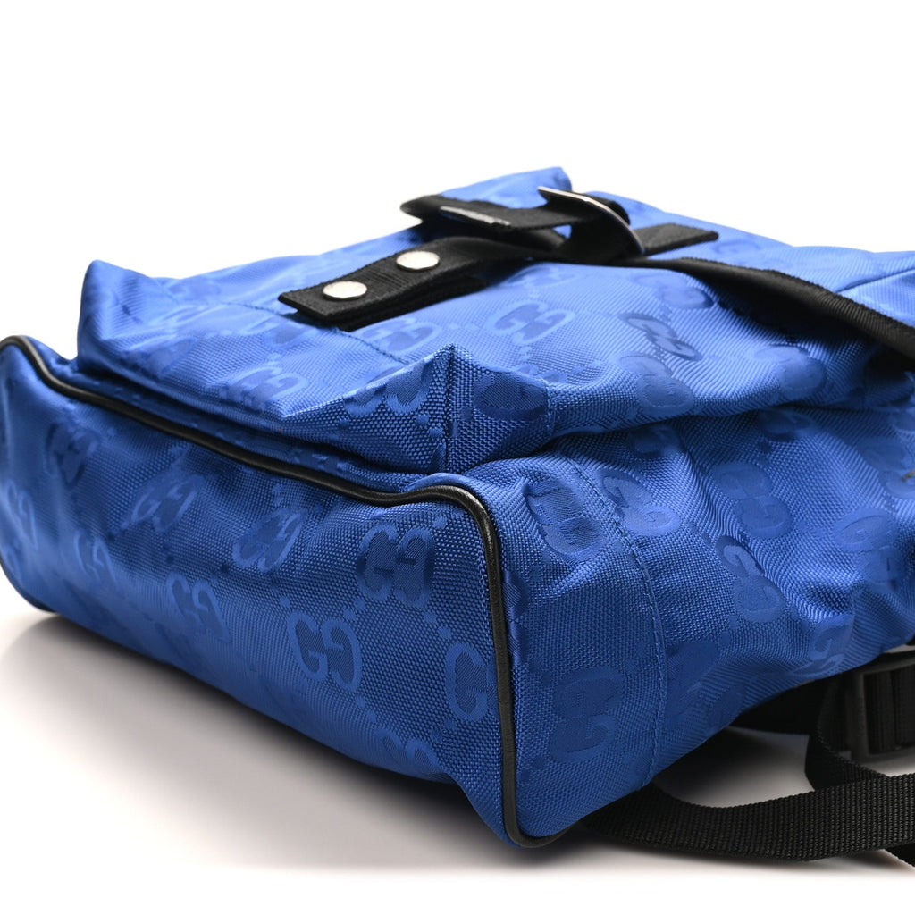 Gucci Econyl Nylon Monogram Off The Grid Backpack Guilted Blue Black