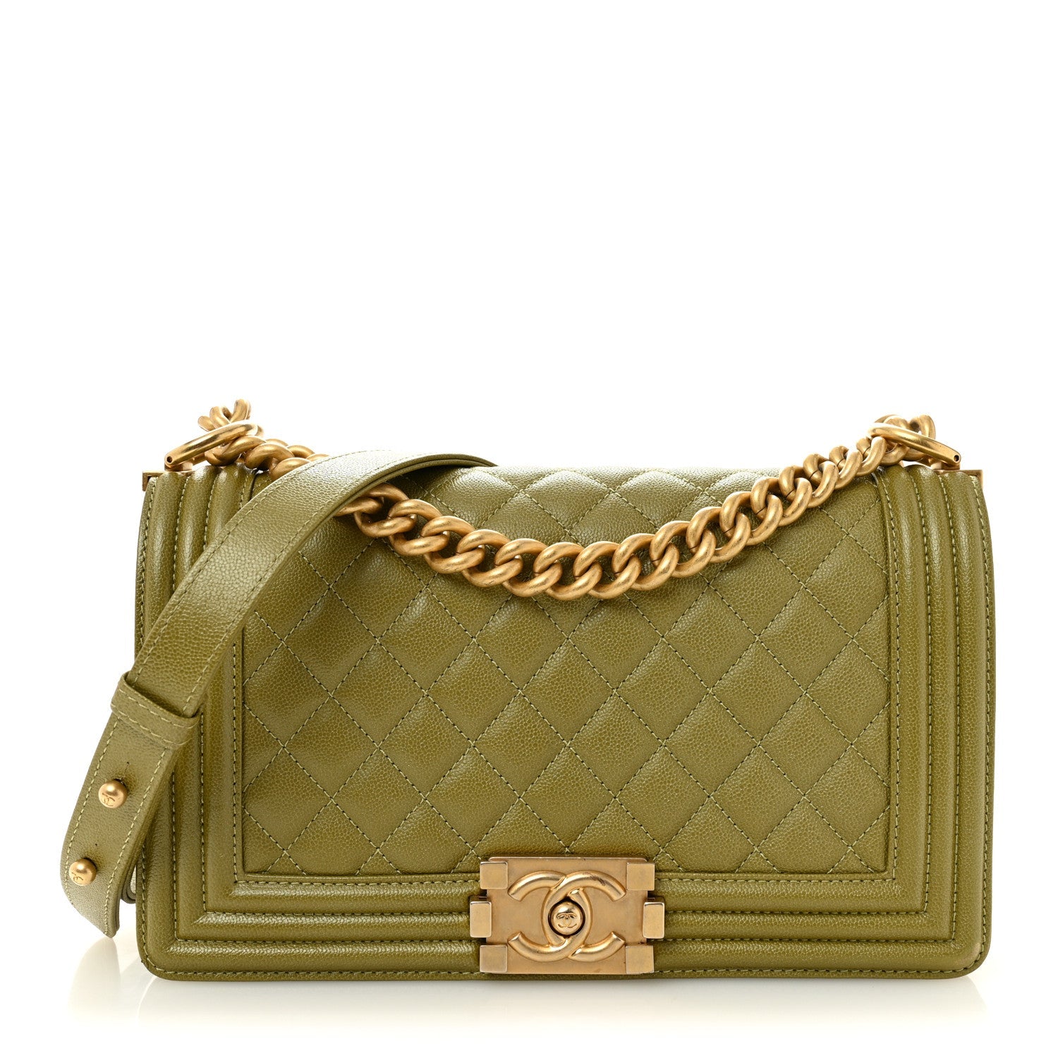 Chanel Caviar Quilted Medium Boy Flap Green