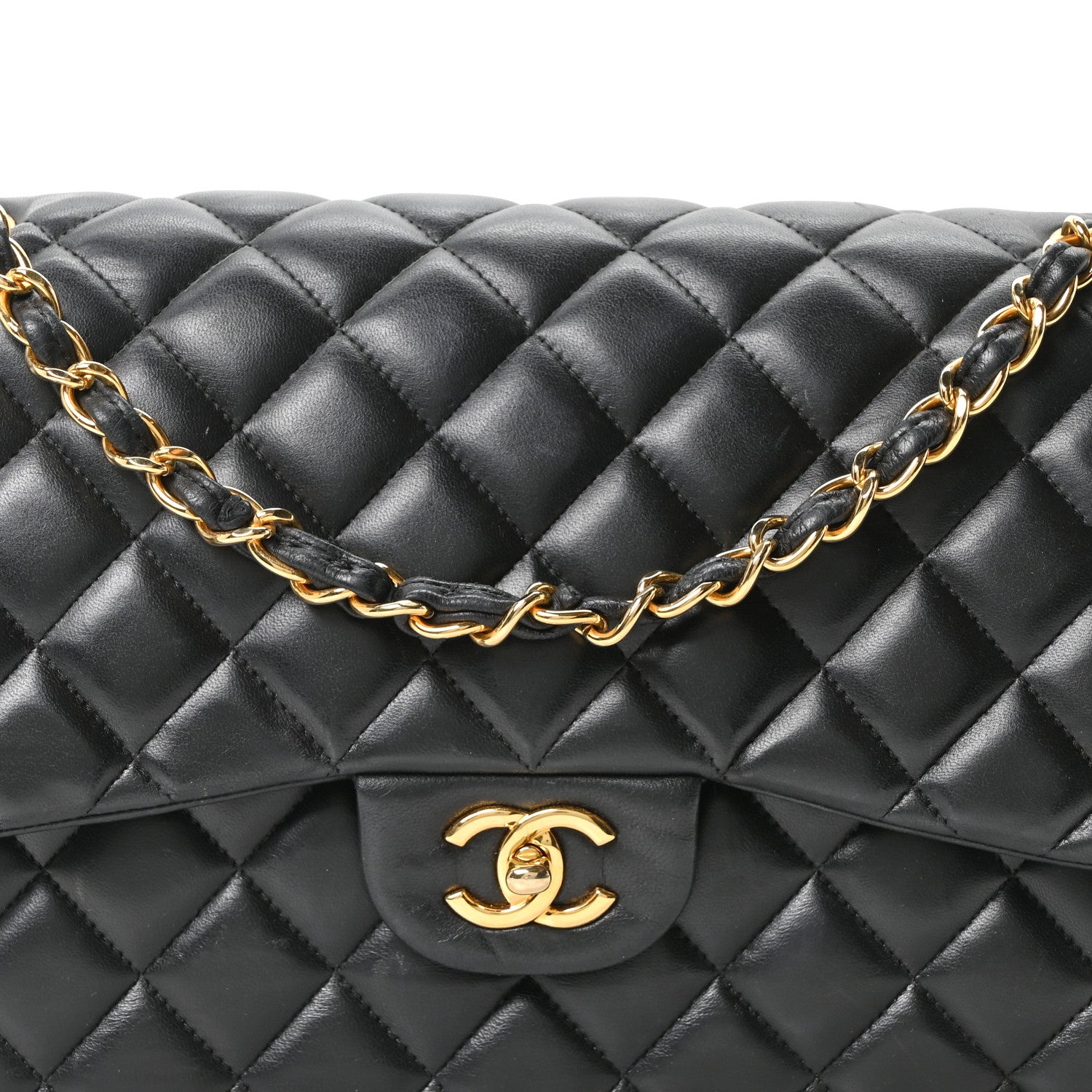 Chanel Lambskin Quilted Jumbo Double Flap Black