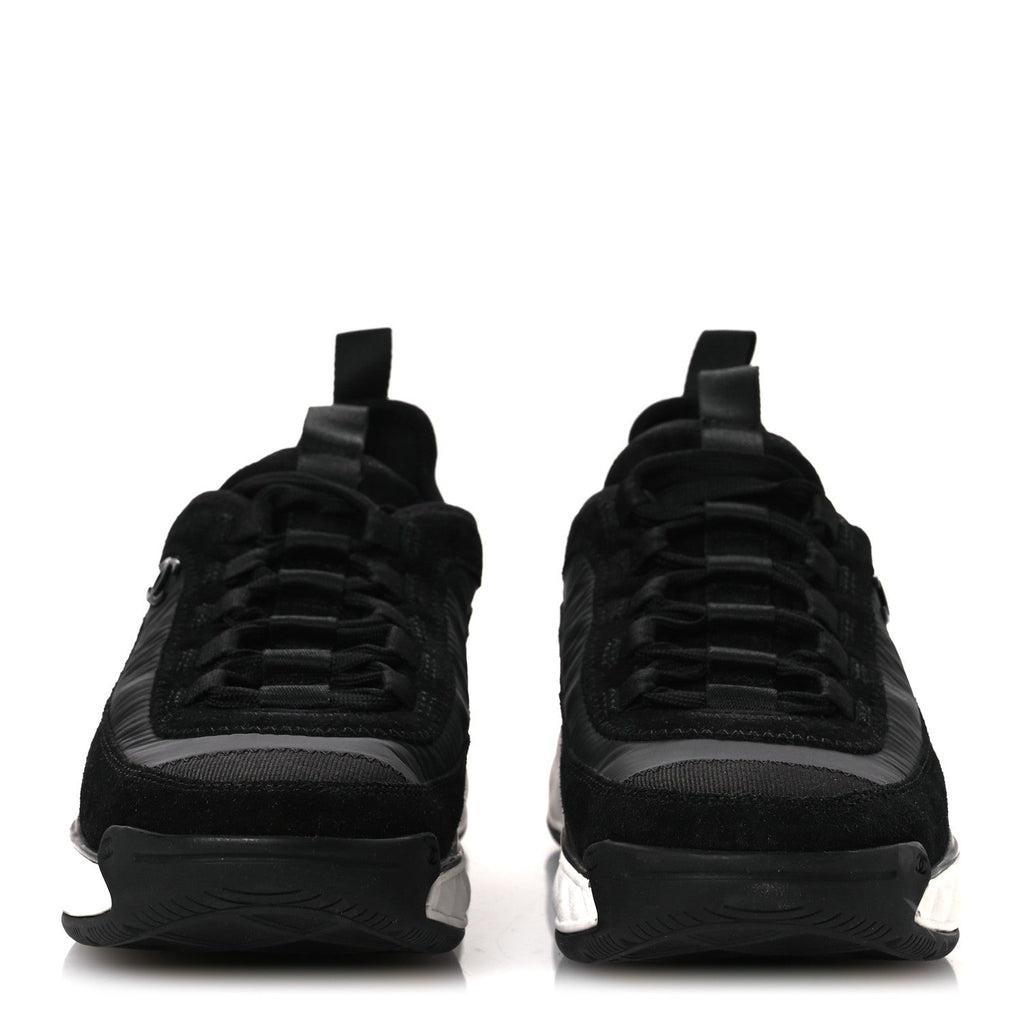 Chanel Velvet Calfskin Mixed Fibers CC Sneakers 37 Black