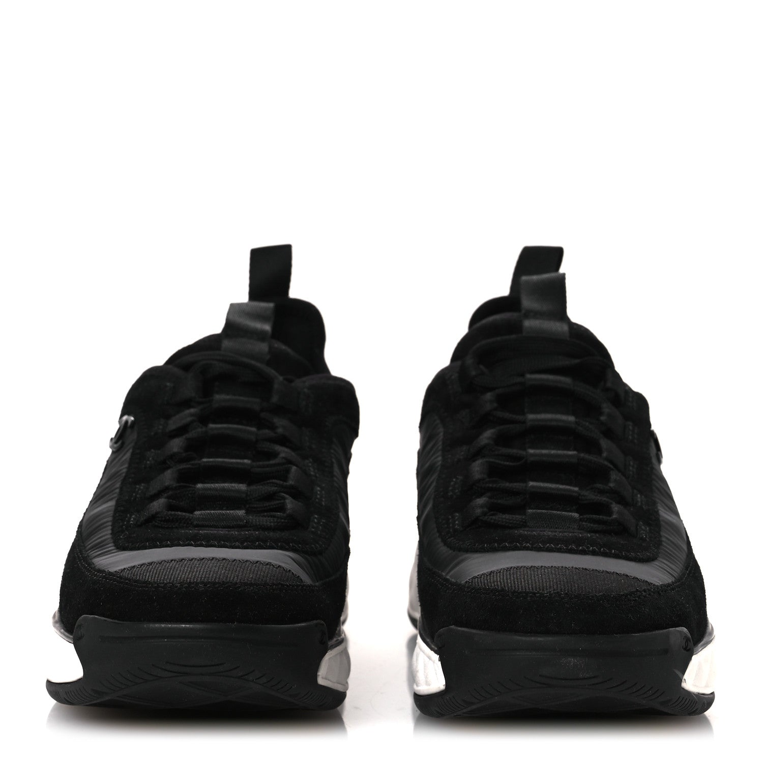 Chanel Velvet Calfskin Mixed Fibers CC Sneakers 37 Black
