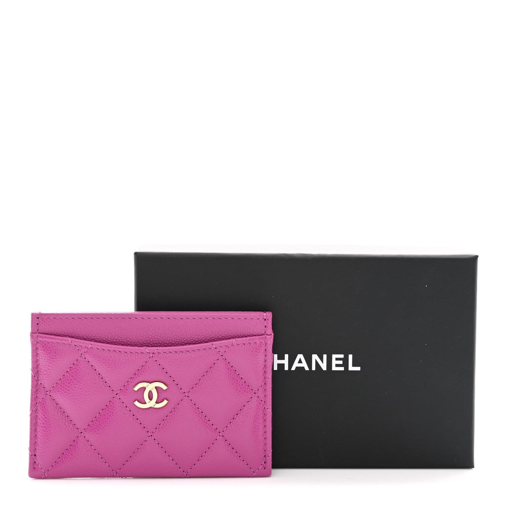 Caviar Quilted Card Holder Purple