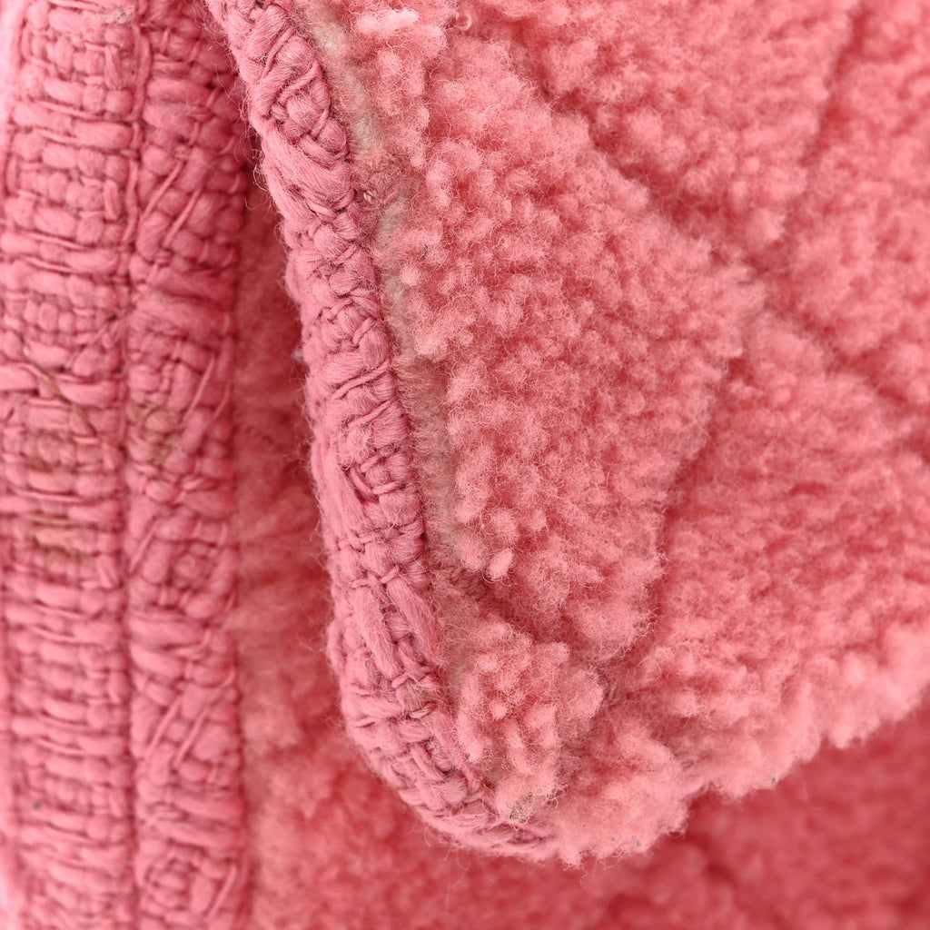 Chanel Shearling Tweed Quilted Medium Flap Bag Light Pink