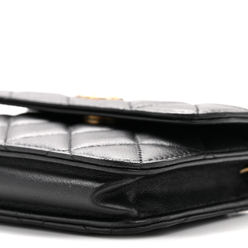 Chanel Lambskin Quilted Pearl Crush Flap With Chain Black