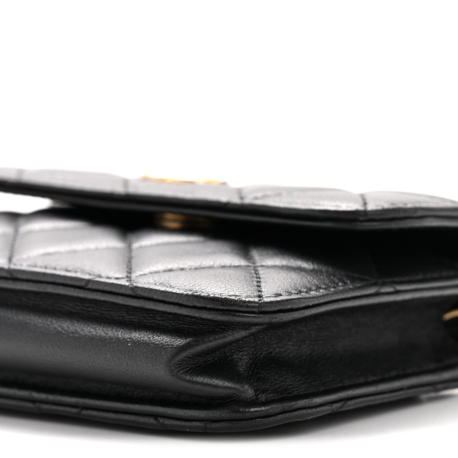 Chanel Lambskin Quilted Pearl Crush Flap With Chain Black