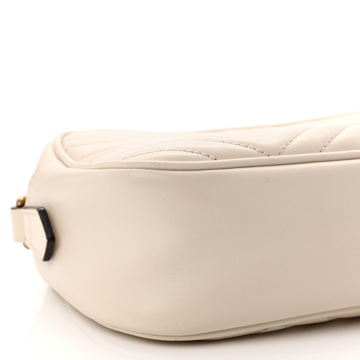 Gucci Calfskin Matelasse Small GG Marmont Chain Shoulder Bag White