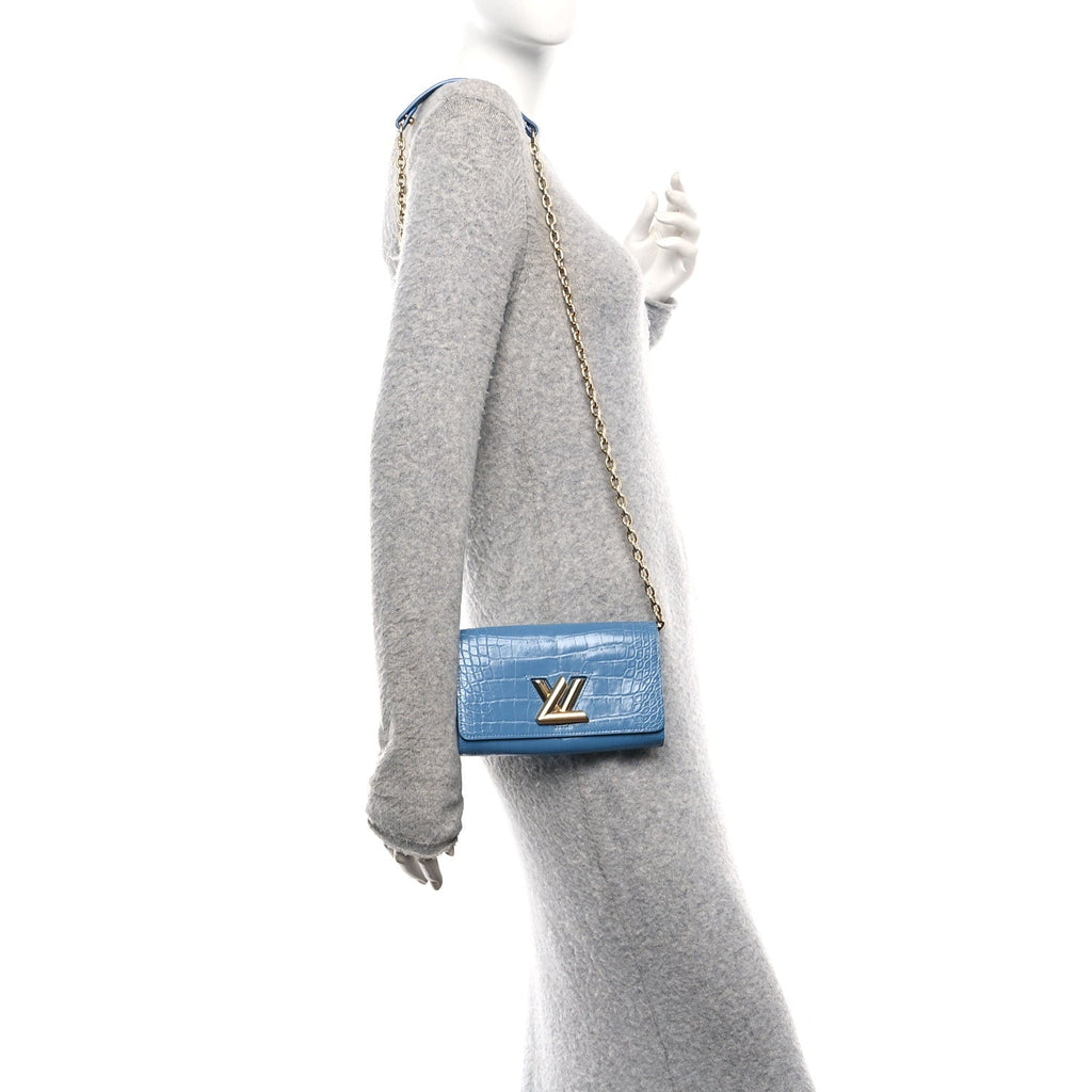 Louis Vuitton Crocodile Twist Chain Wallet Bleuet