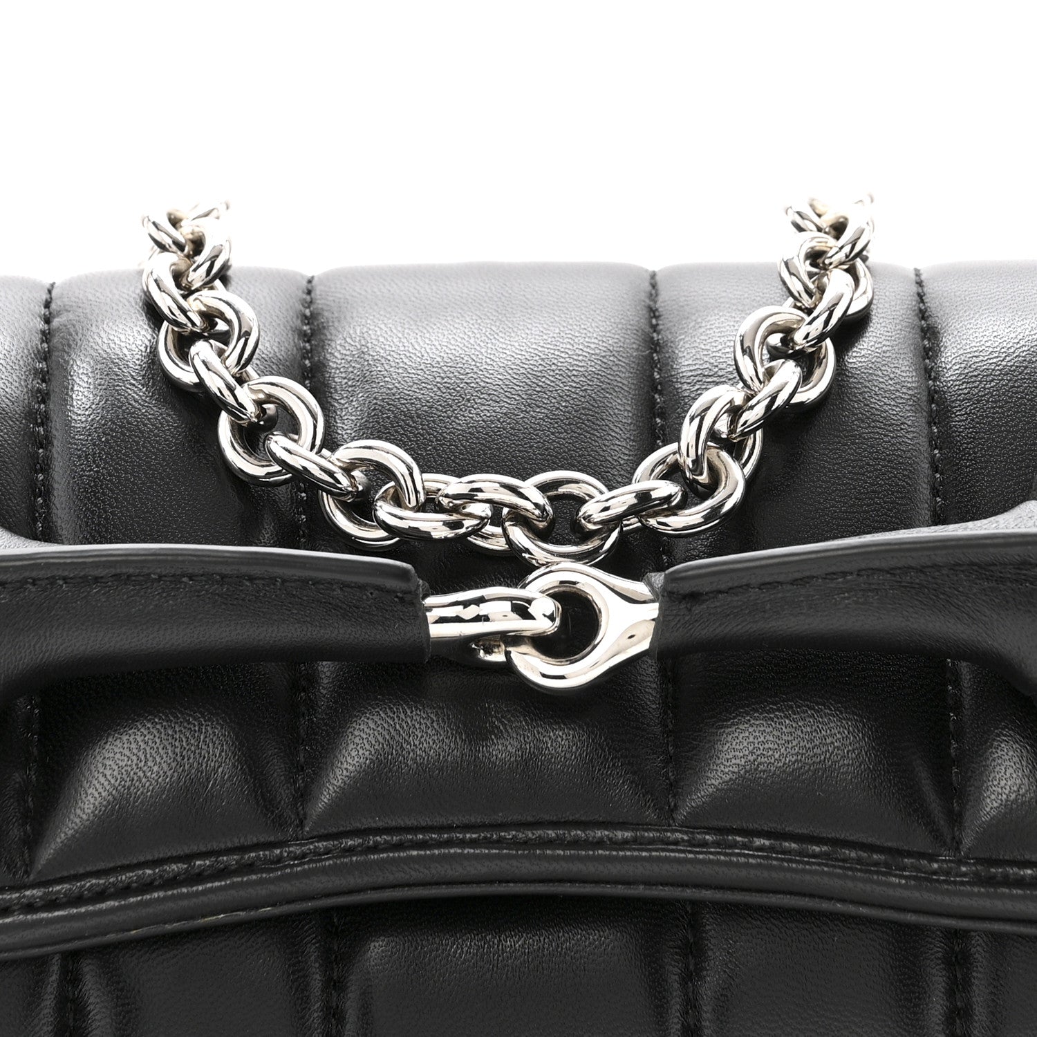 Gucci Nappa Vertical Matelasse Small Maxi Horsebit Chain Shoulder Bag Black