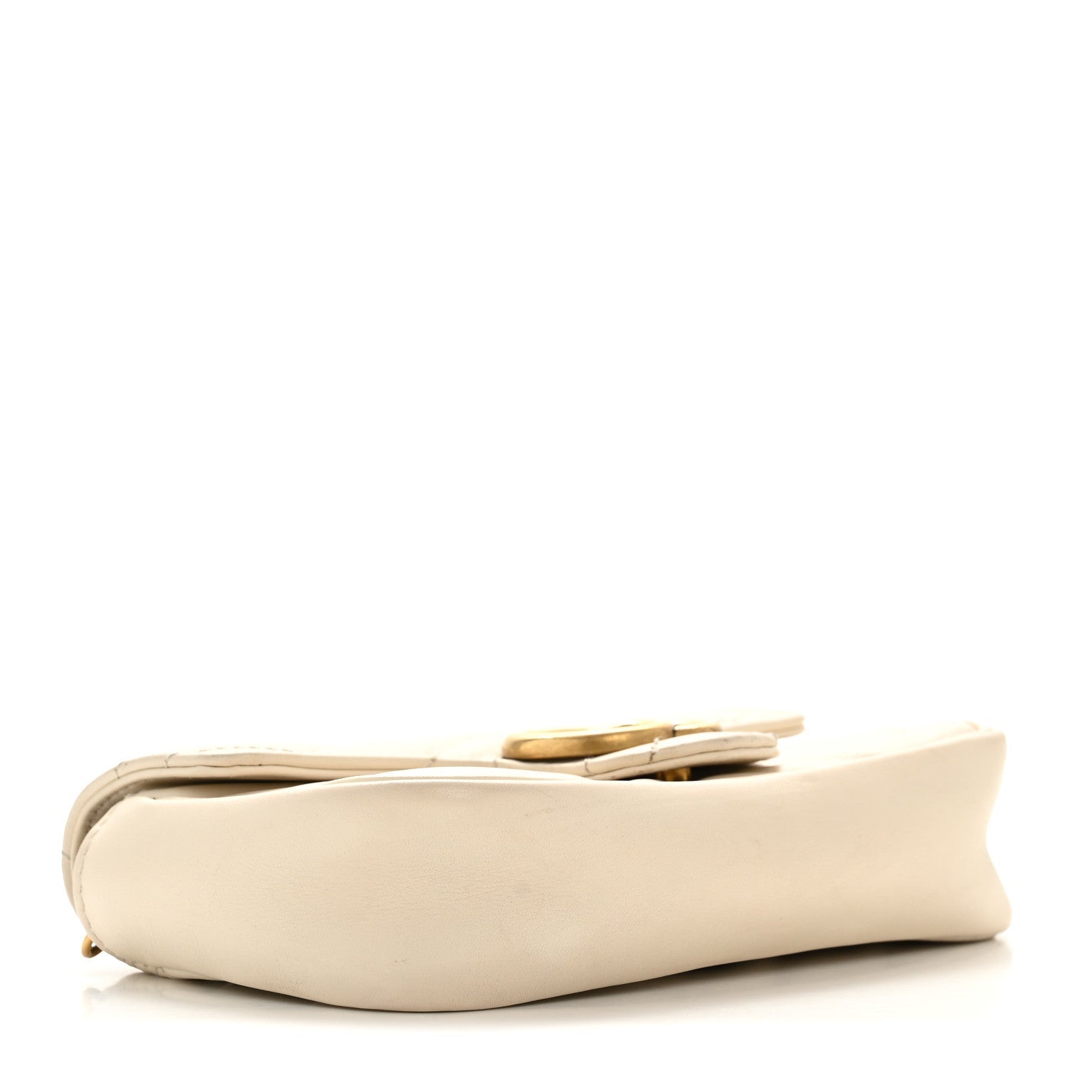 Gucci Calfskin Matelasse Super Mini GG Marmont Shoulder Bag White