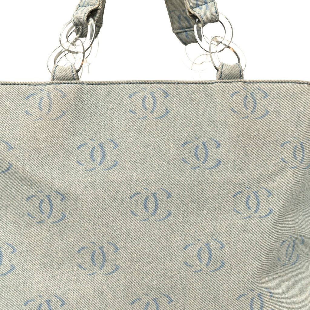 Chanel Denim Large CC Tote Light Blue