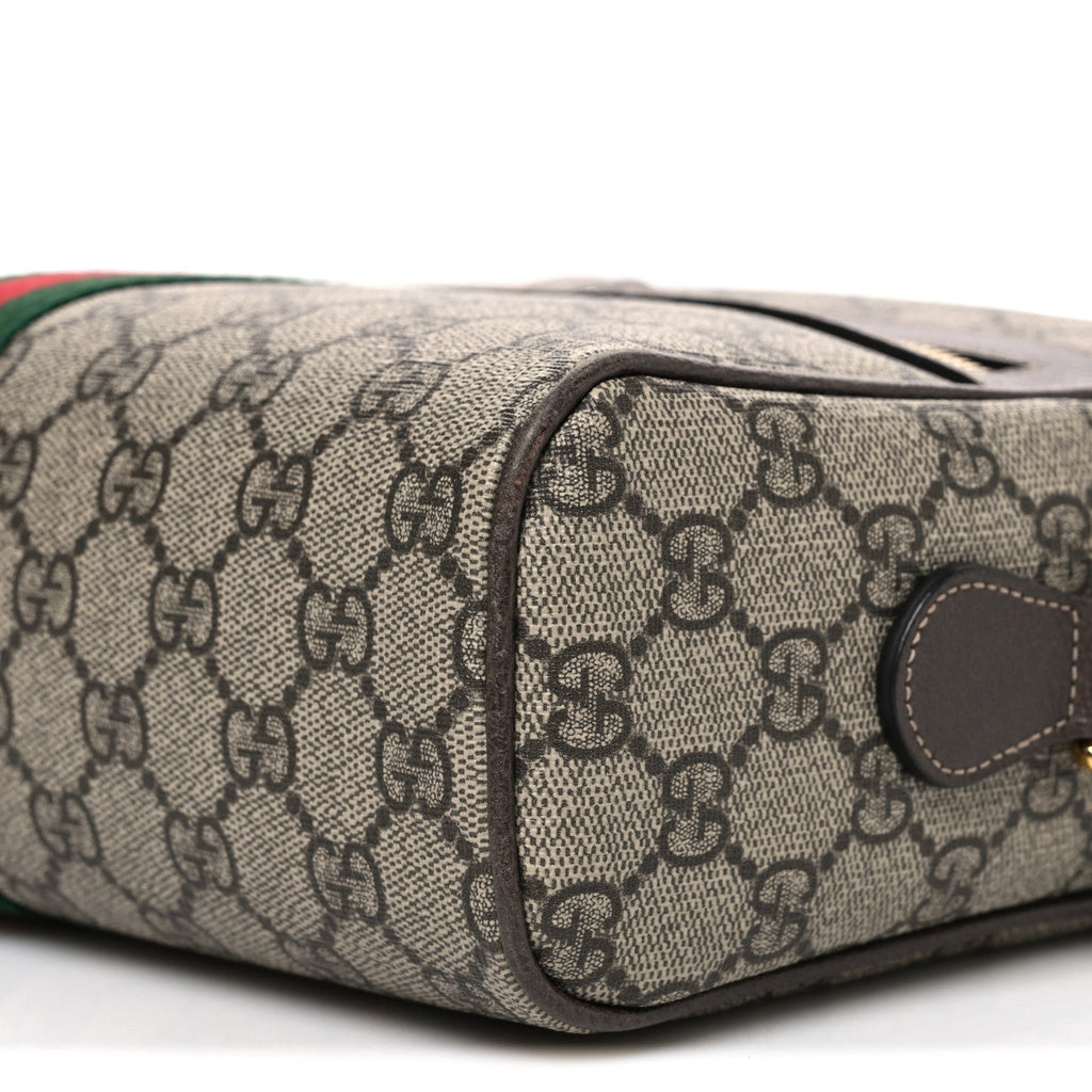 Gucci GG Supreme Monogram Web Small Ophidia Shoulder Bag Brown