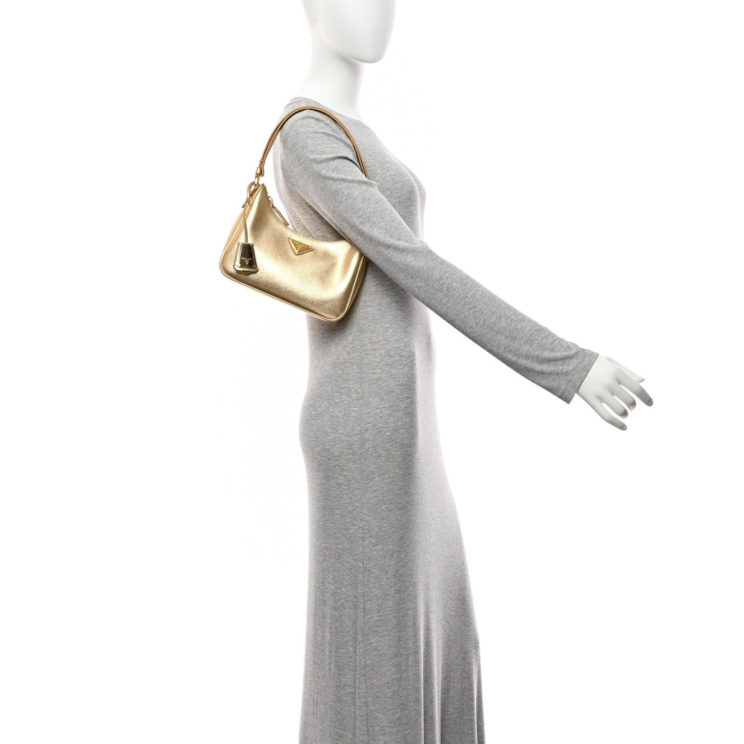 Prada Saffiano Lux Mini Re-Edition Shoulder Bag Platino