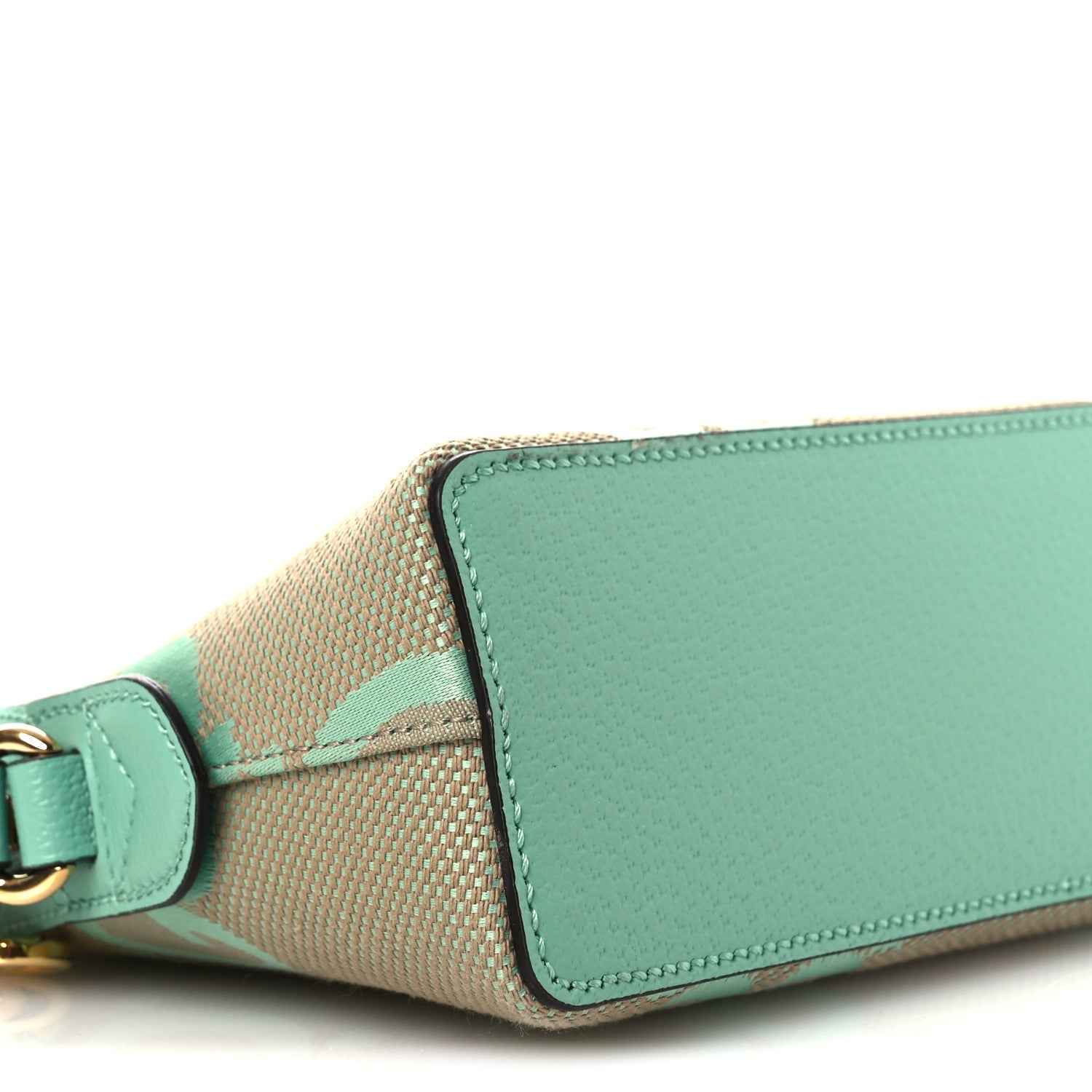 Gucci Monogram Jumbo GG Textured Dollar Calfskin Small Ophidia Dome Shoulder Bag Beige Pepperlight Mint