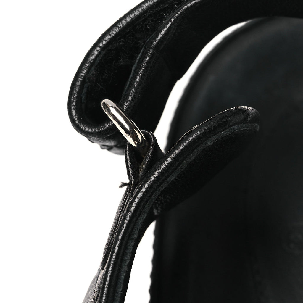 Lambskin Quilted Velcro Dad Sandals 38.5 So Black