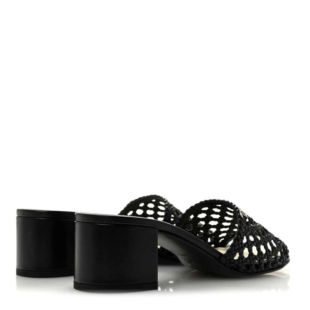 Goatskin Braided Mules 35 Black