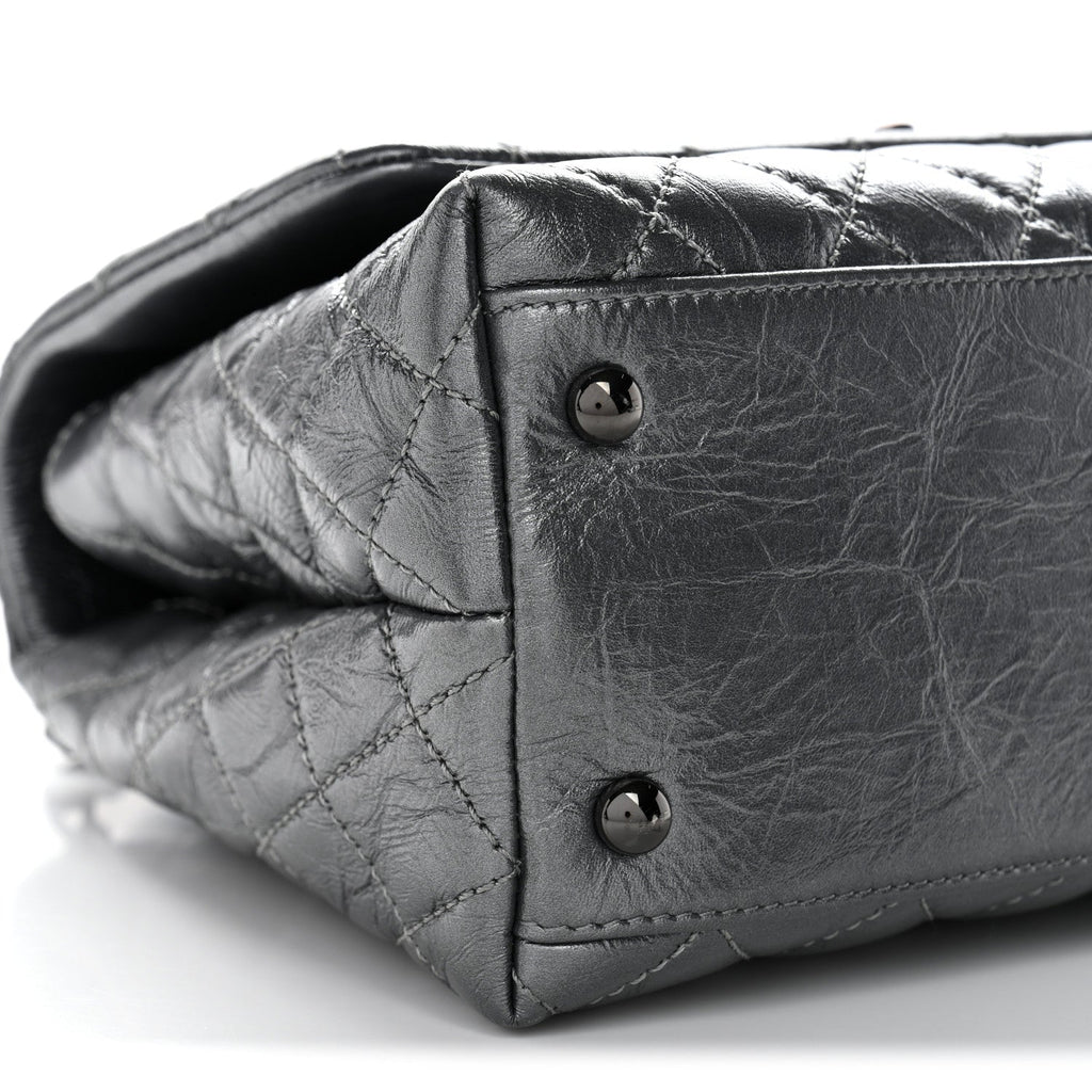 Chanel Metallic Aged Calfskin Quilted Small Coco Handle Flap Charcoal