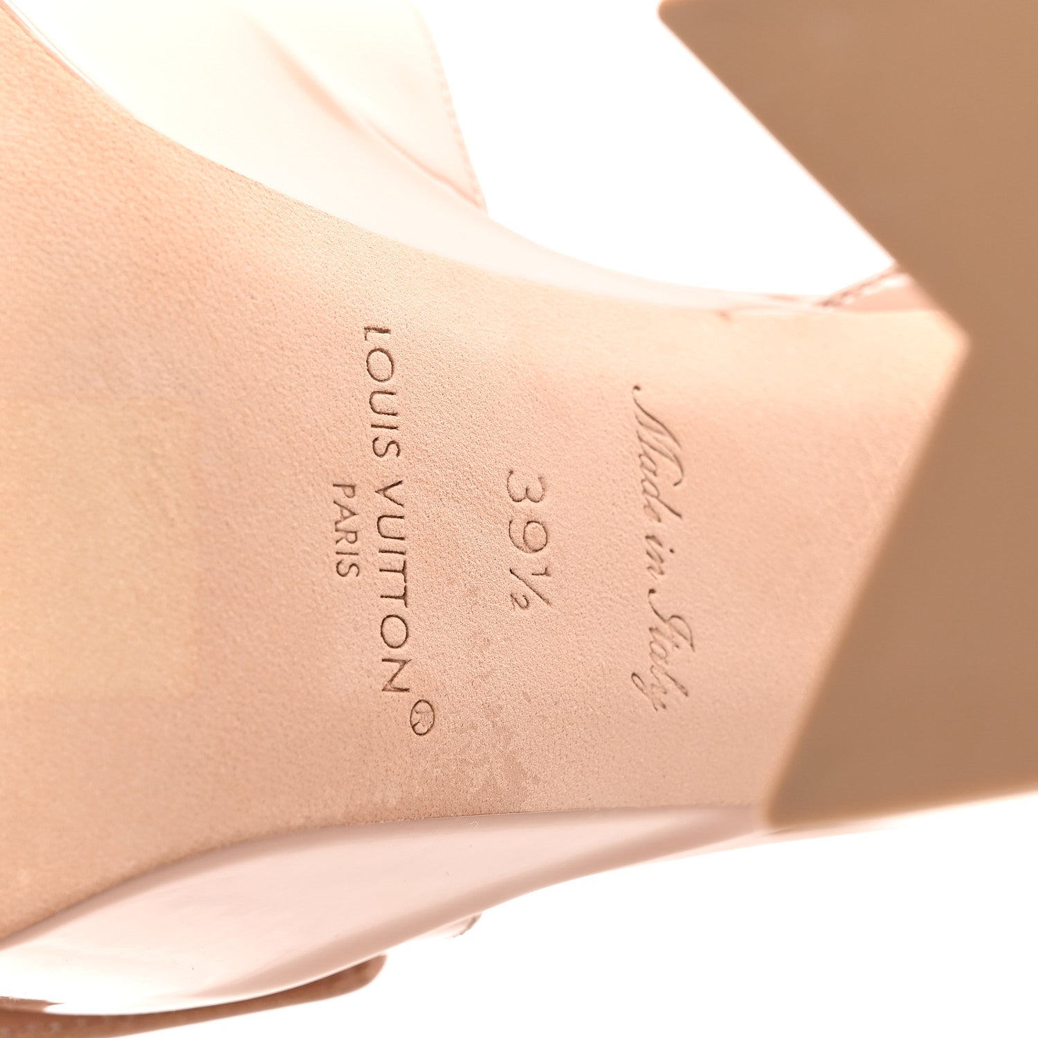 Louis Vuitton Patent Shake Platform Sandal 39.5 Nude Pink