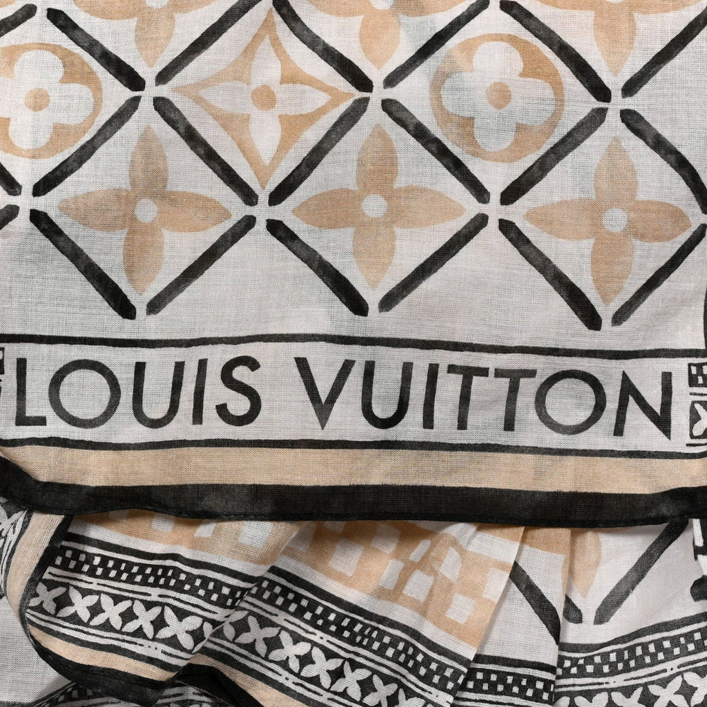 Louis Vuitton Cotton Monogram Tile Scarf Beige
