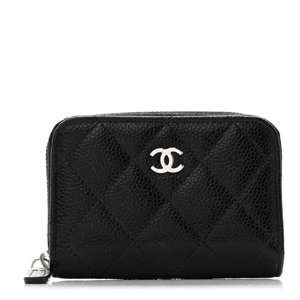 Caviar Quilted Zip Coin Purse Black