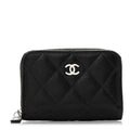 Caviar Quilted Zip Coin Purse Black