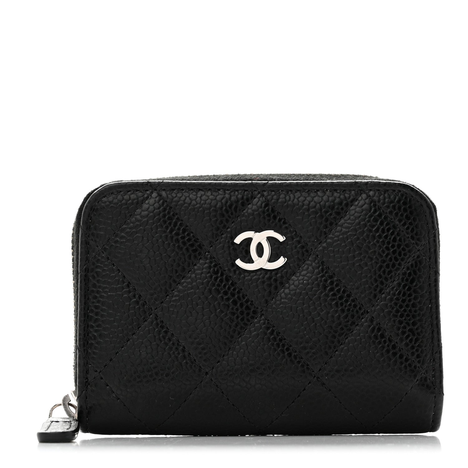 Caviar Quilted Zip Coin Purse Black
