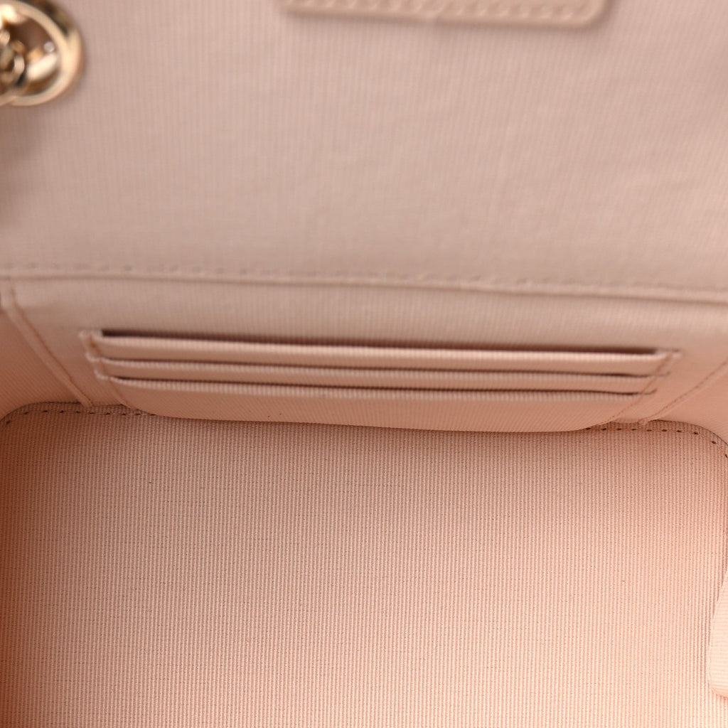 Chanel Caviar Quilted Small Vanity Case With Chain Light Beige