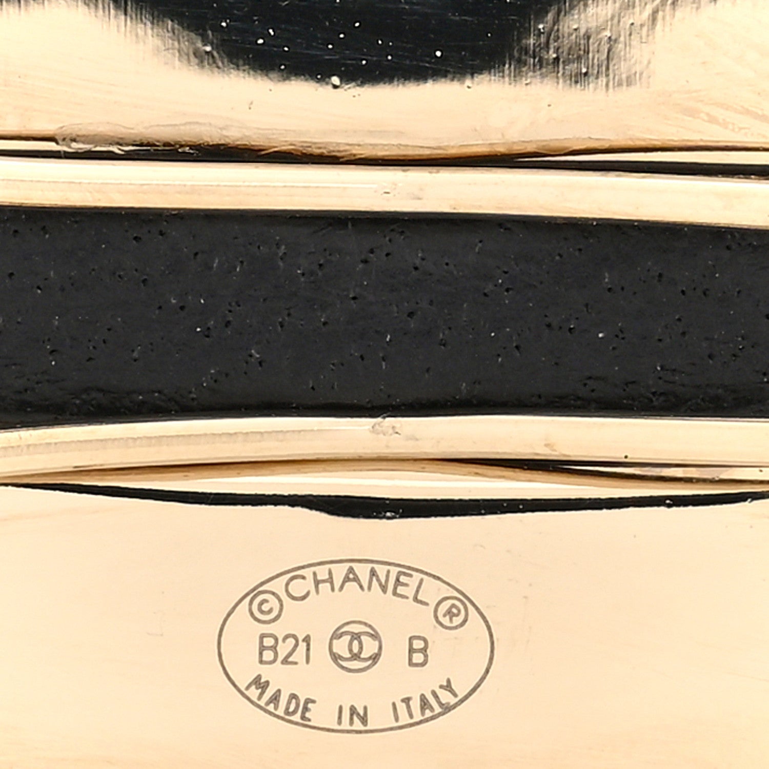 Metal Lambskin CC Square Hair Clip Gold White Black