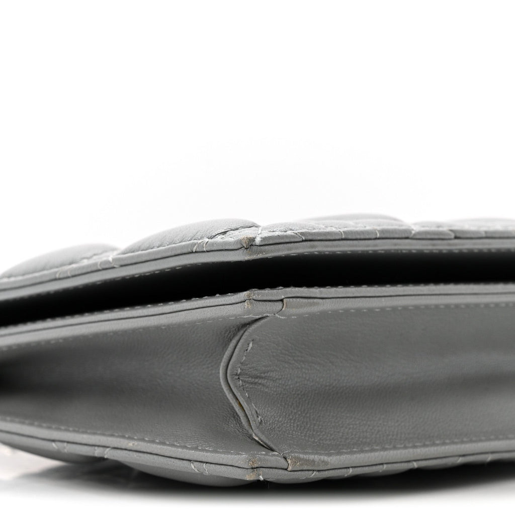 Christian Dior Lambskin Cannage Lady Dior Convertible Clutch Grey