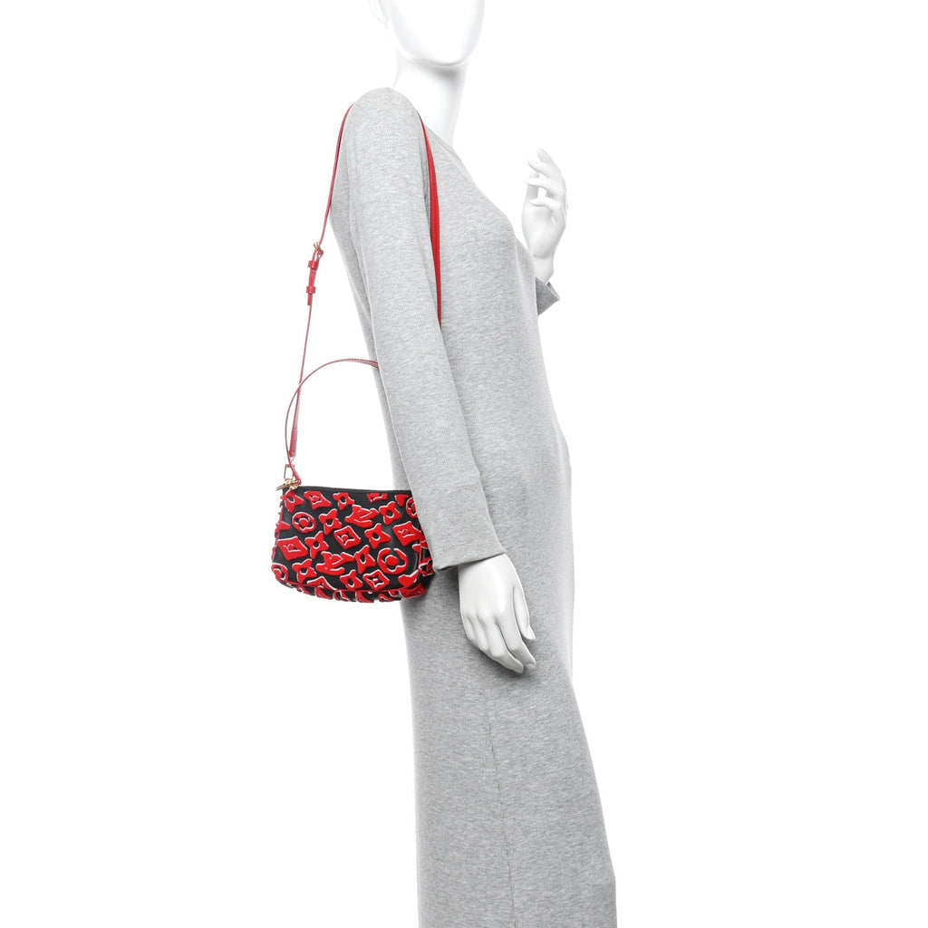 Louis Vuitton X UF Tufted Monogram Pochette Accessories Black Red