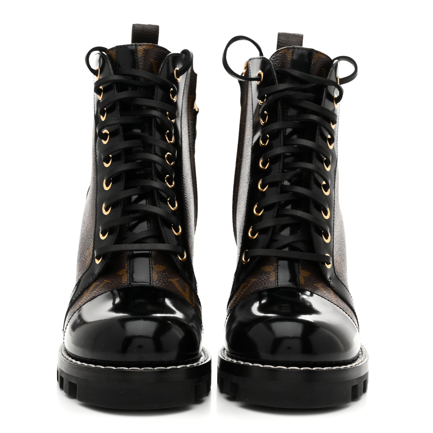 Louis Vuitton Patent Calfskin Monogram Star Trail Ankle Boots 38 Black