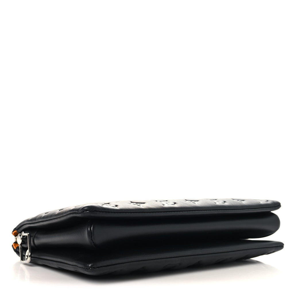 Louis Vuitton Lambskin Embossed Monogram Coussin MM Black