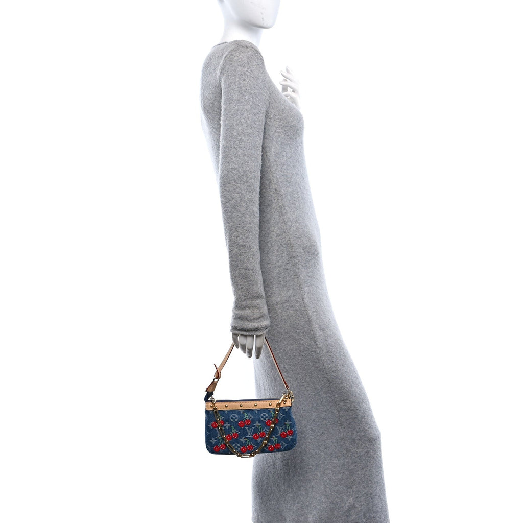 Louis Vuitton LV X TM Monogram Denim Cerises Pochette Accessories Blue