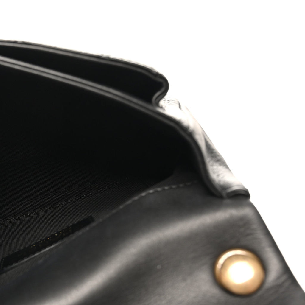 Chanel Calfskin Quilted Top Handle Flap Black