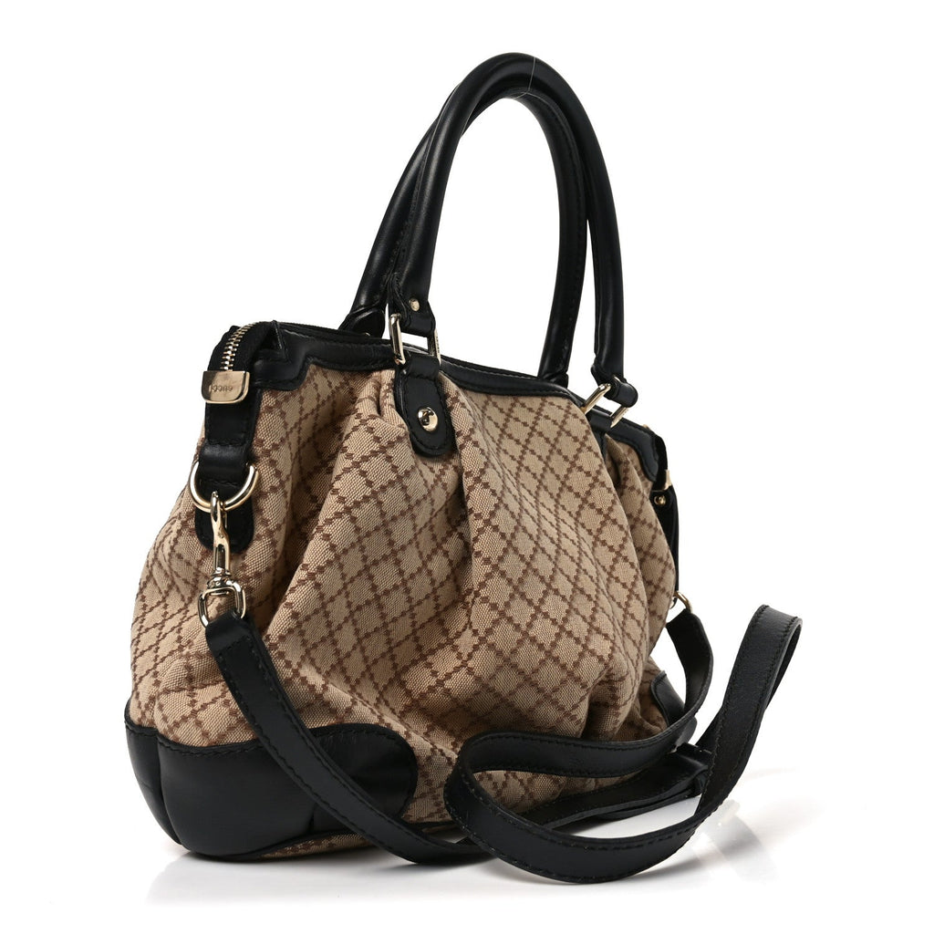 Gucci Diamante Medium Sukey Top Handle Bag Beige Black