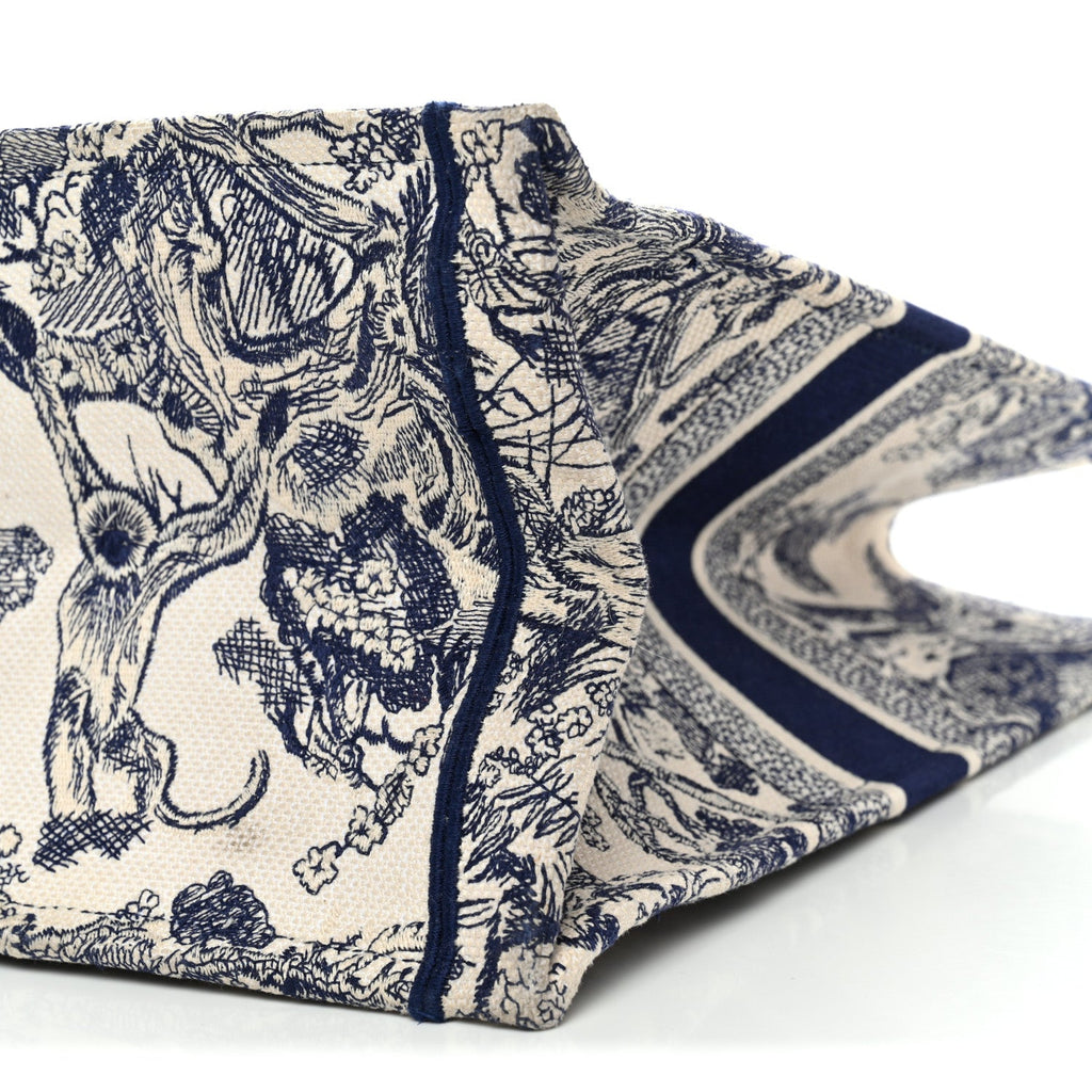 Christian Dior Canvas Embroidered Large Dioriviera Toile De Jouy Book Tote Blue